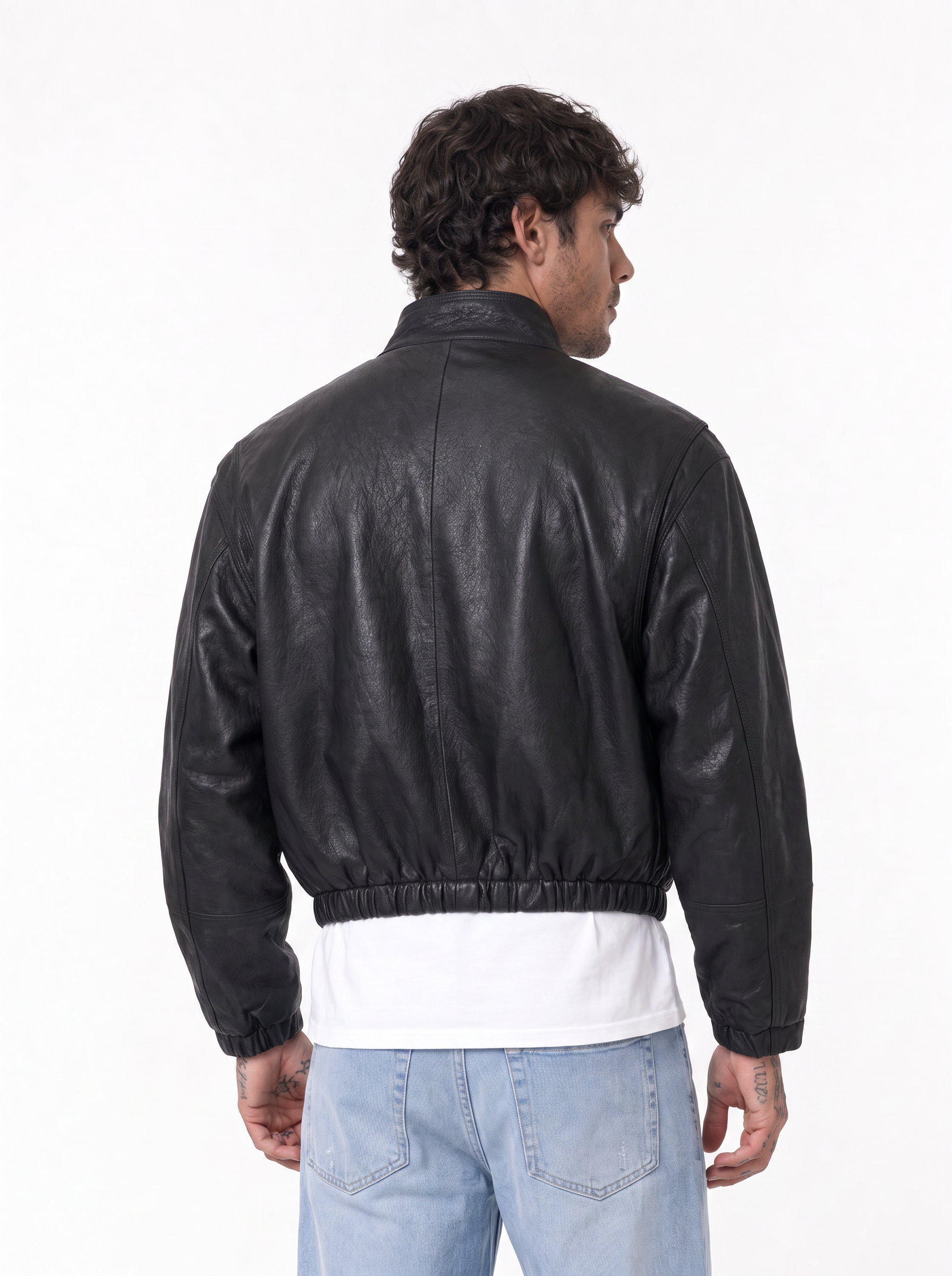 Giubbino imbottito eco-pelle nero 886139