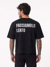 T-shirt crop lento nera/argento 41848
