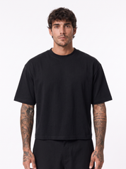T-shirt crop lento nera/argento 41848