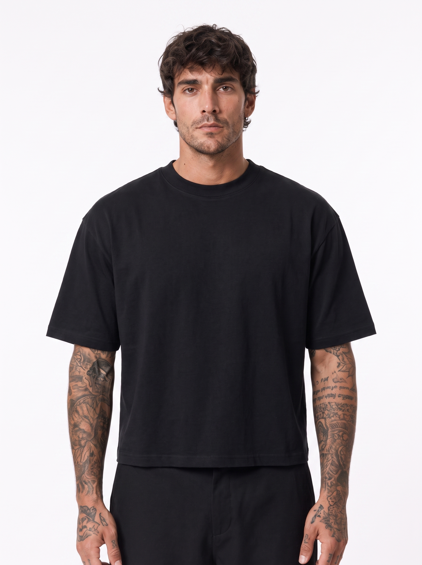 T-shirt crop lento nera/argento 41848