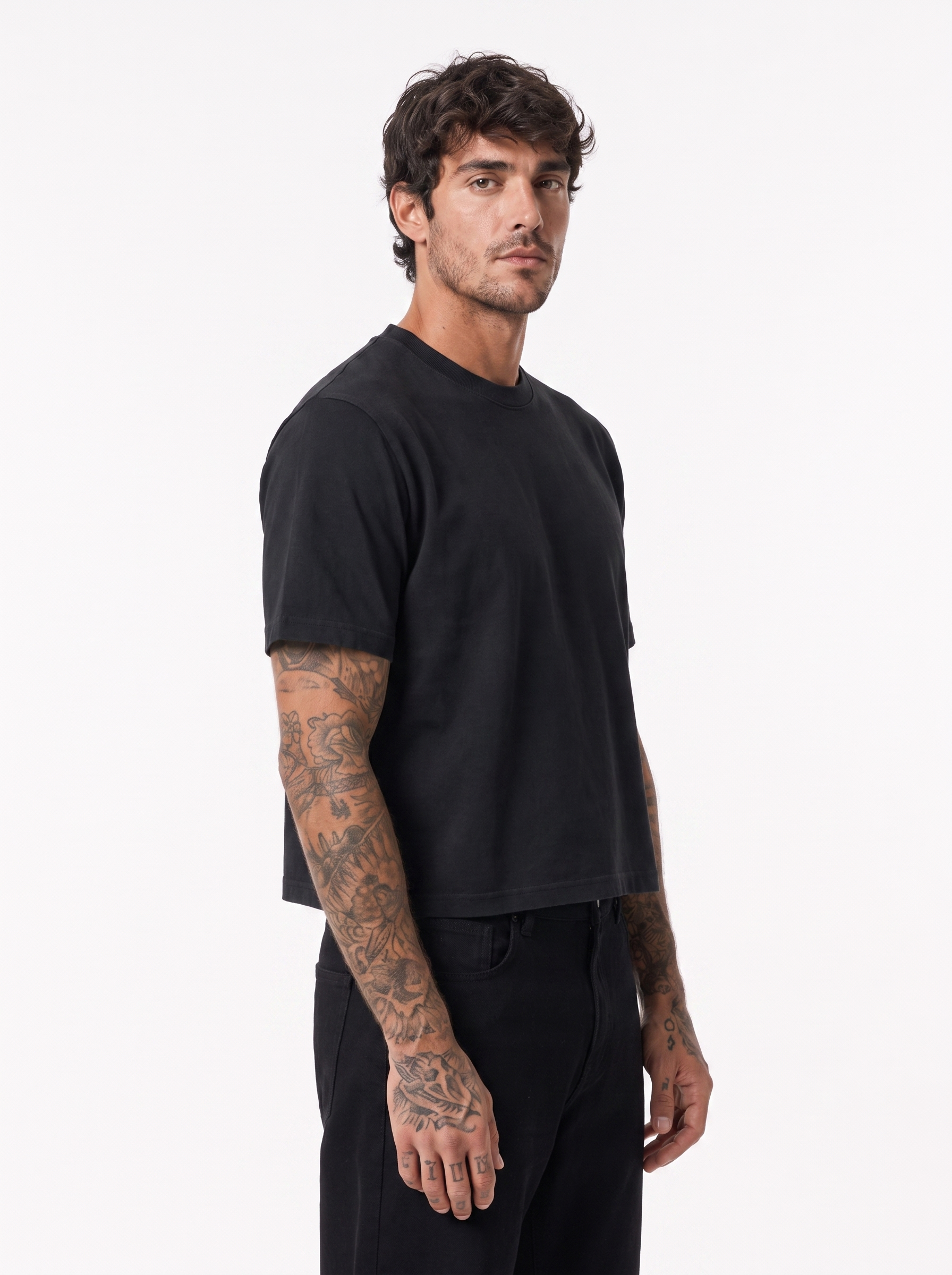 T-shirt crop lento nera/argento 41848