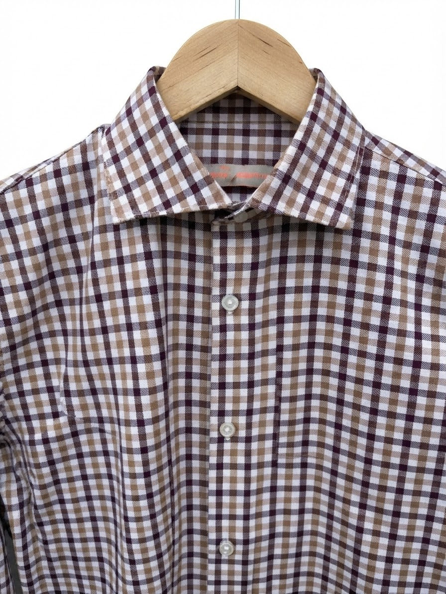 CATTOLICA Camicia quadri marrone-beige