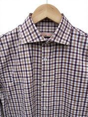 CATTOLICA Camicia quadri marrone-beige