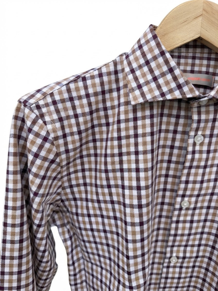 CATTOLICA Camicia quadri marrone-beige