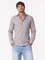 CATTOLICA Camicia quadri marrone-beige