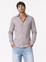 CATTOLICA Camicia quadri marrone-beige