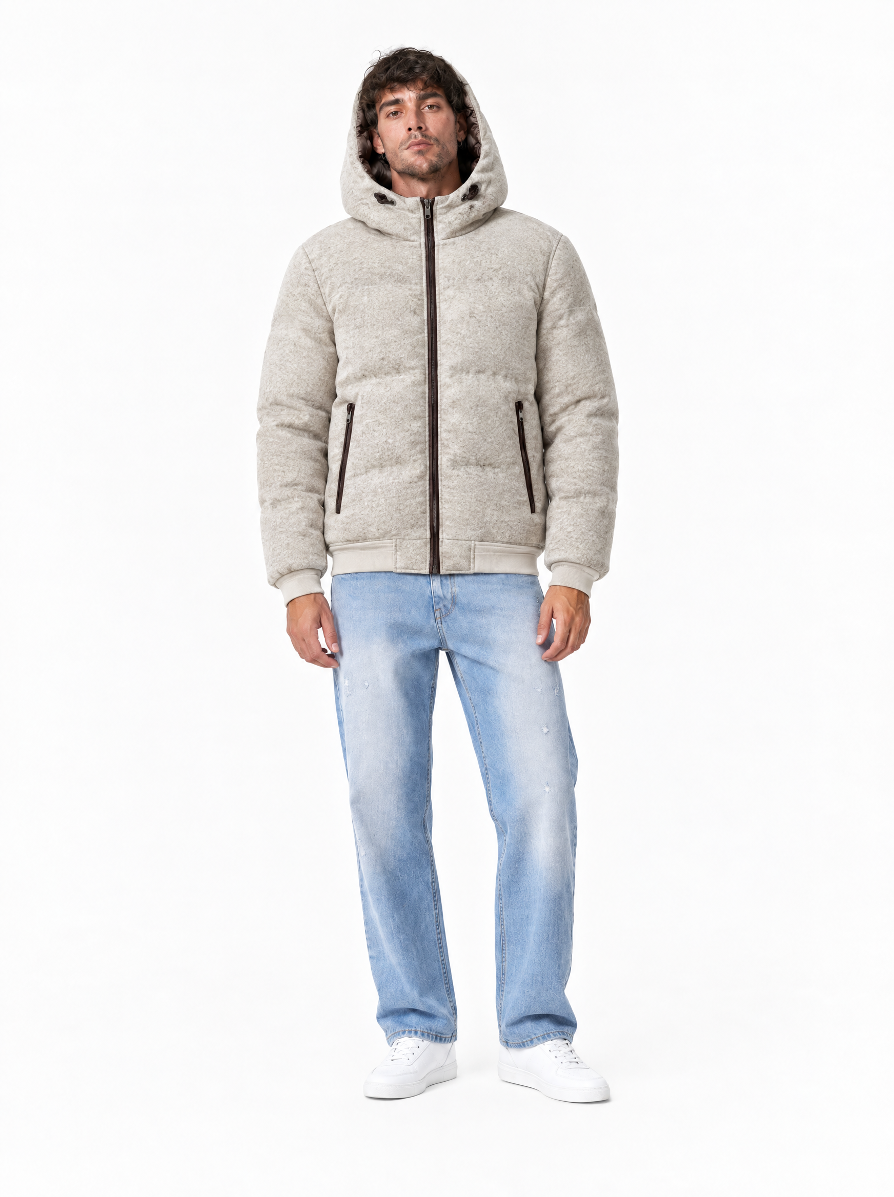Giubbino con cappuccio panna 99774-134