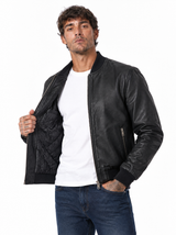 Giubbino trapuntato eco-pelle nero 88120B/9