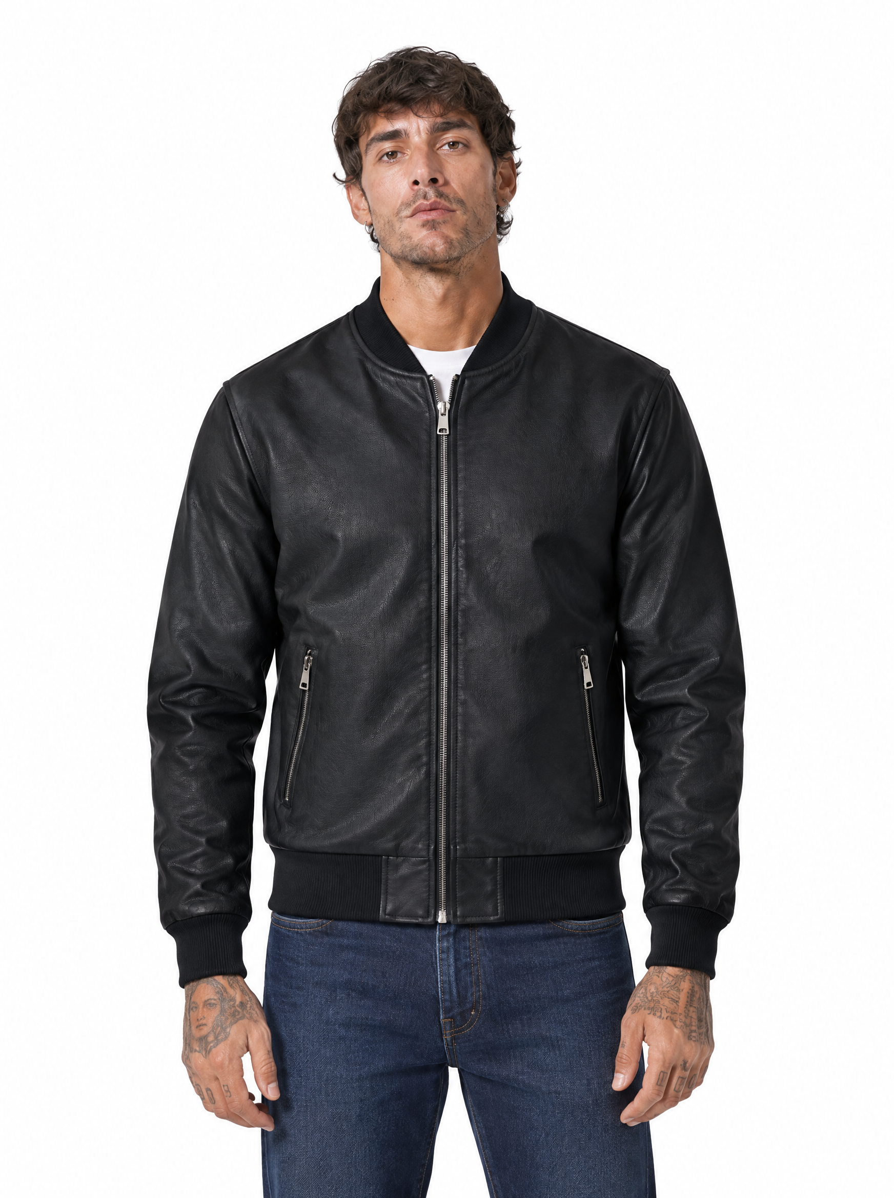 Giubbino trapuntato eco-pelle nero 88120B/9