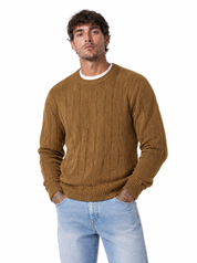 Girocollo a trecce cammello 26/4941