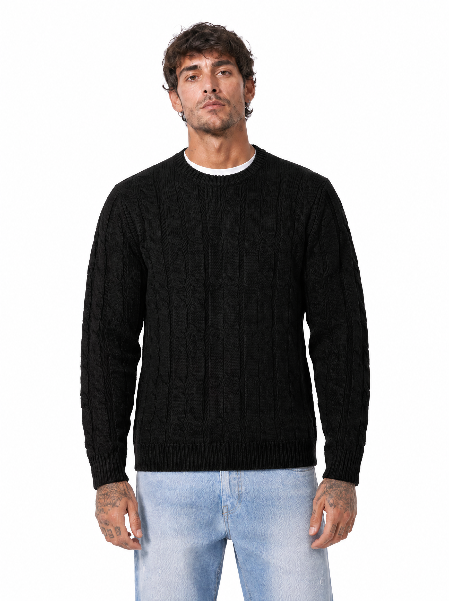 Girocollo a trecce nero 26/4941