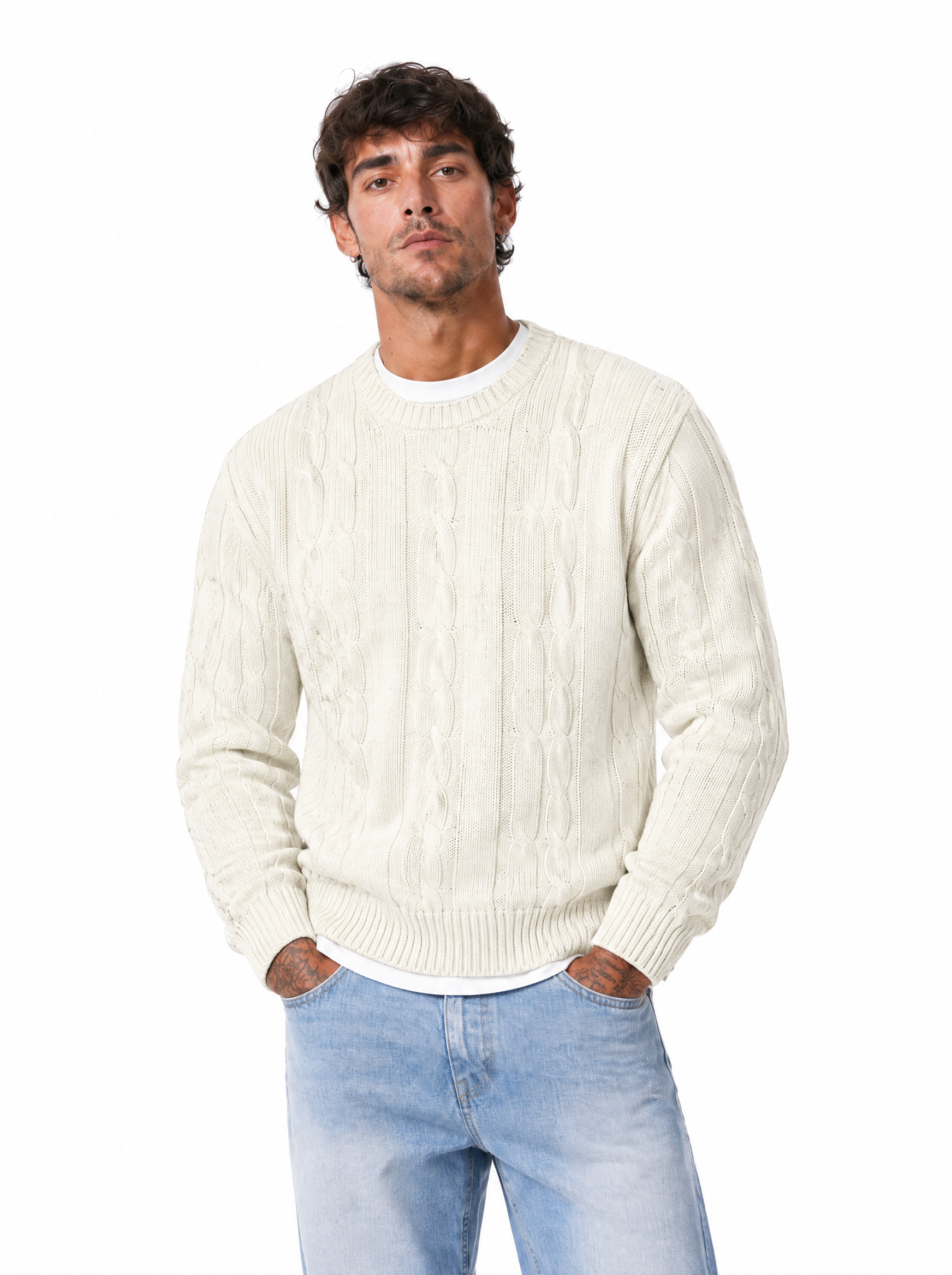 Girocollo a trecce bianco 26/4941
