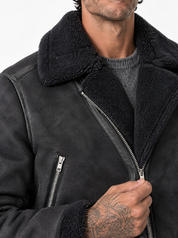 Chiodo eco-montone nero G021-1/2