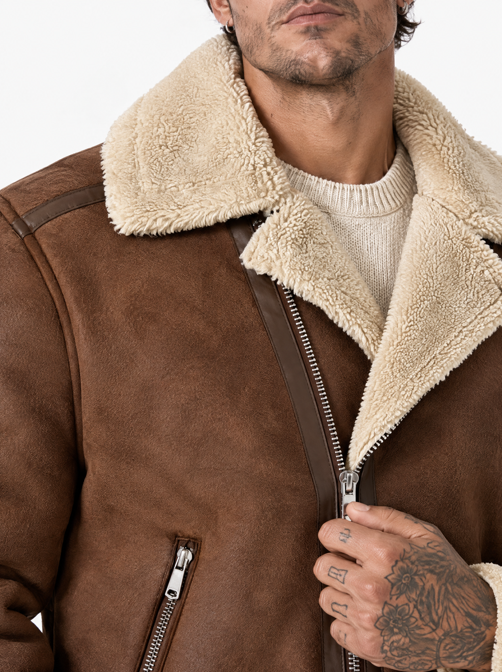 Chiodo eco-montone marrone G021-1/2