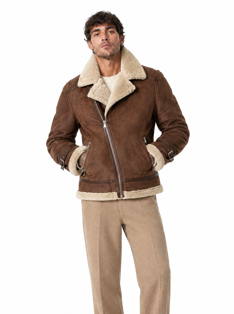 Chiodo eco-montone marrone G021-1/2