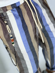 Pantalaccio rigato effetto lino cielo GPE238