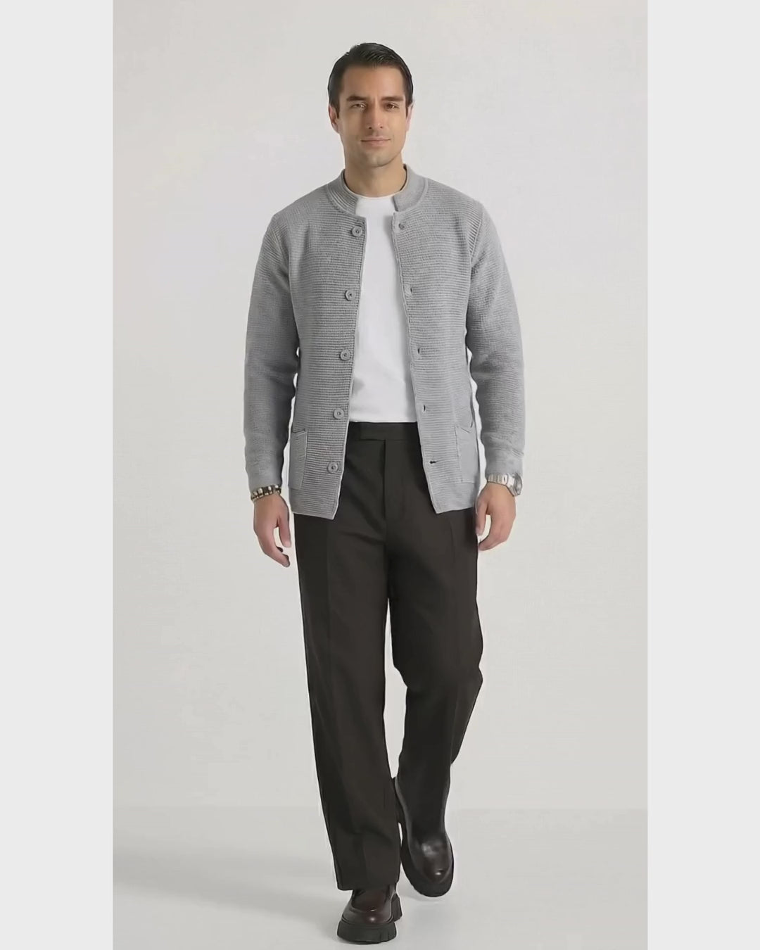 Seven · Cardigan coreano grigio