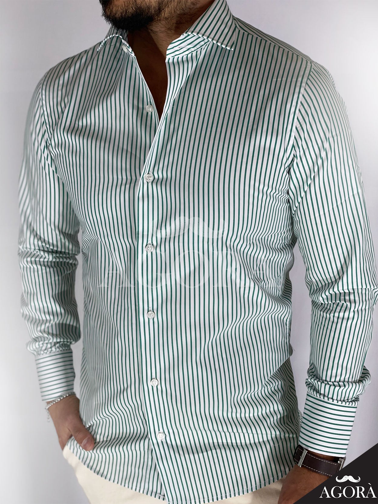 Camicia verde STRIPED MIGLIACCIO