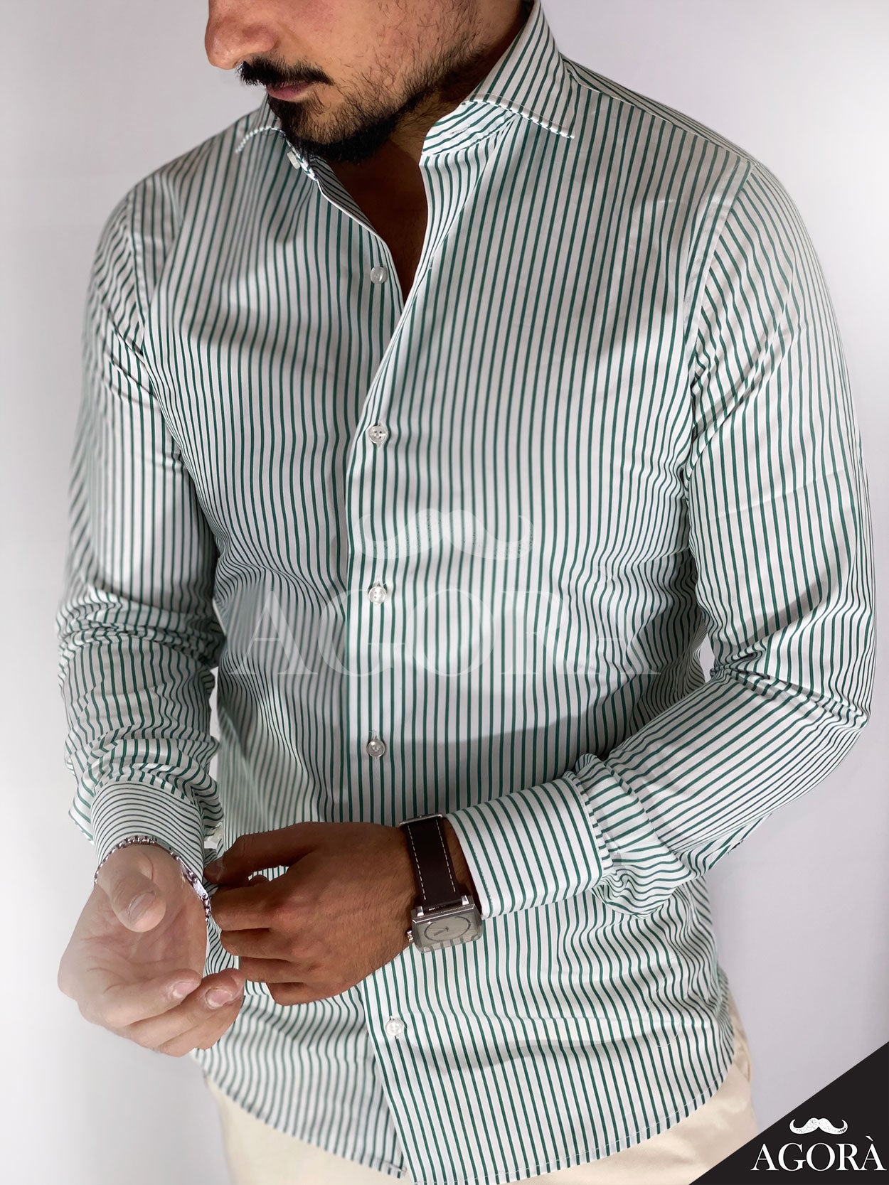 Camicia verde STRIPED MIGLIACCIO