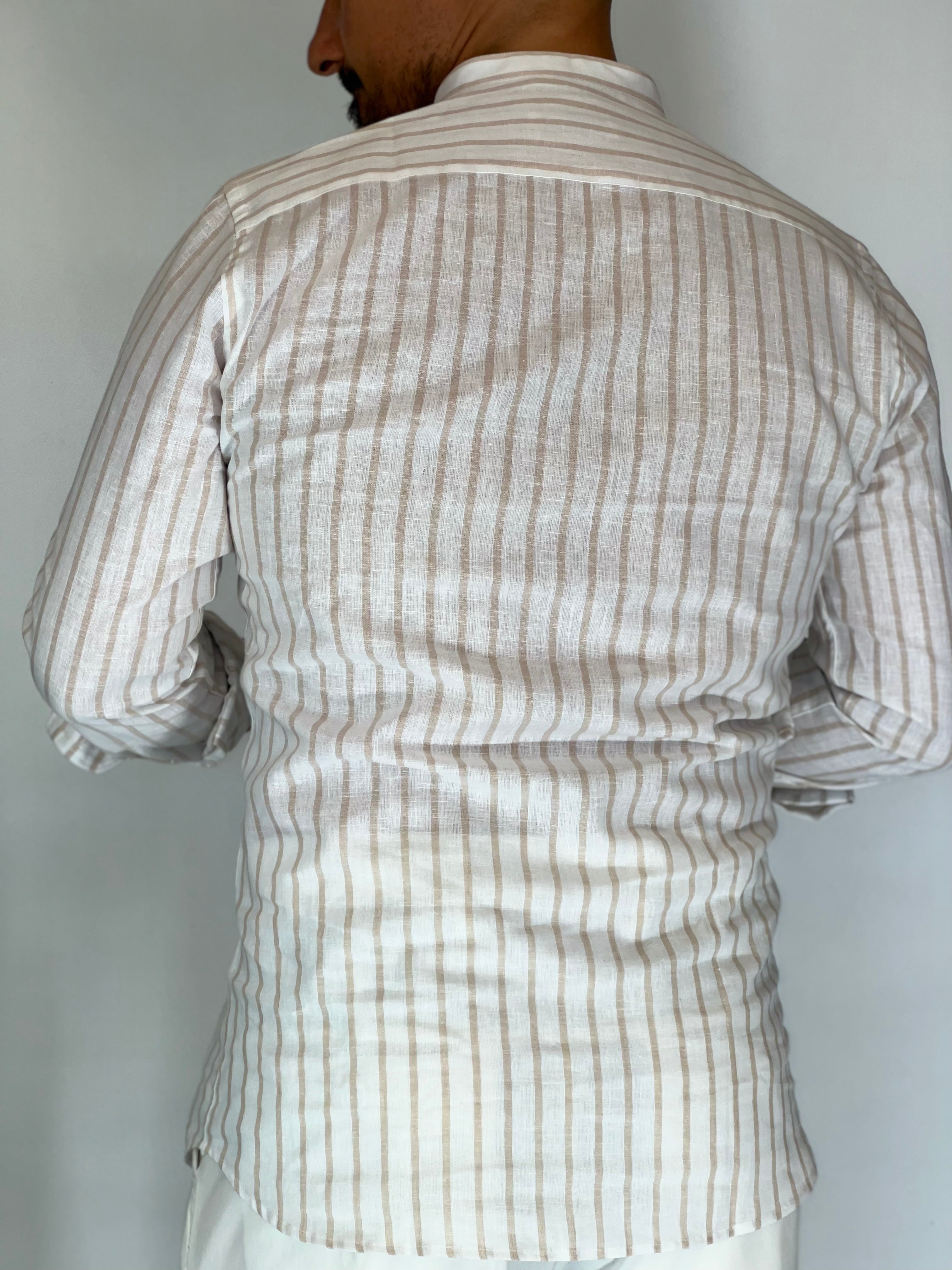 Camicia banda intermedia lino migliaccio BEIGE