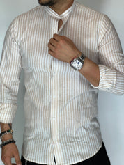 Camicia Lino stretta coreana migliaccio BEIGE