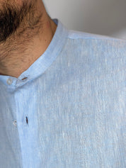 Camicia migliaccio coreana lino CIELO