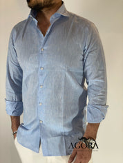 Camicia migliaccio Samuel lino CIELO