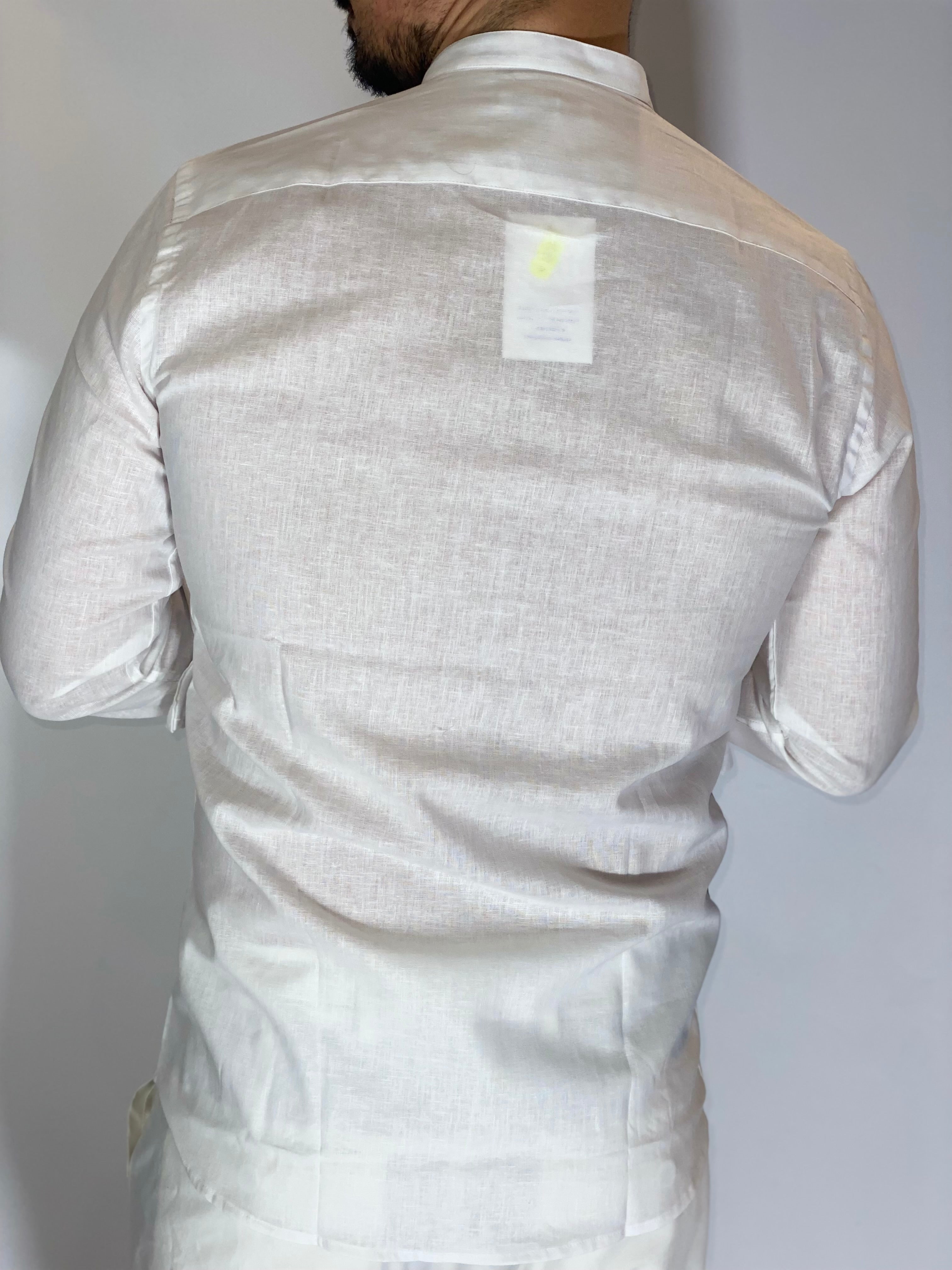 Camicia migliaccio coreana lino BIANCA