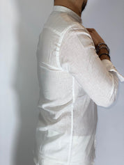 Camicia migliaccio coreana lino BIANCA