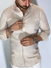 Camicia migliaccio Samuel lino BEIGE