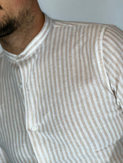 Camicia Lino stretta coreana migliaccio BEIGE