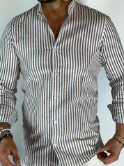 Camicia lino stretta coreana migliaccio MORO