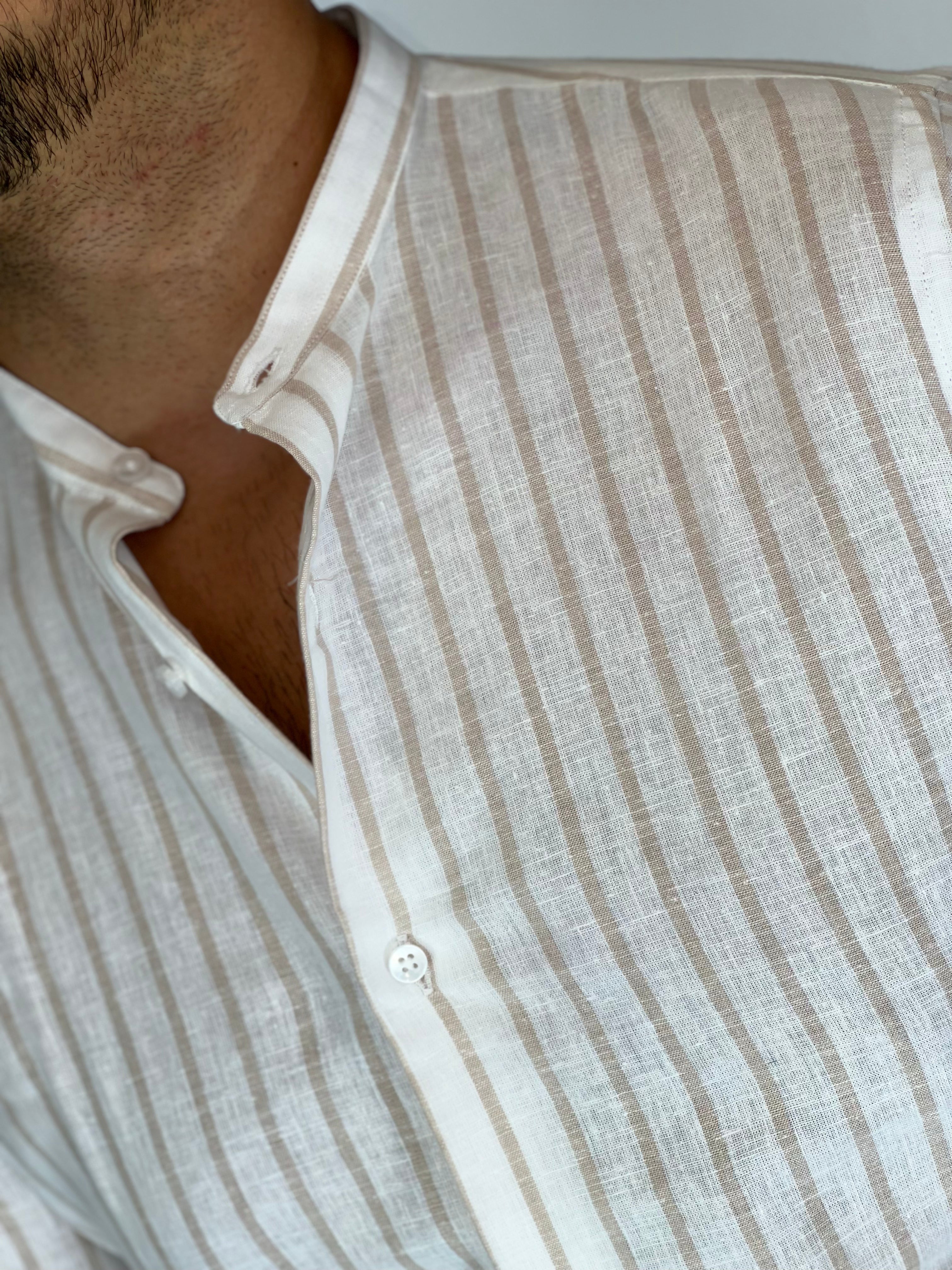 Camicia banda intermedia lino migliaccio BEIGE