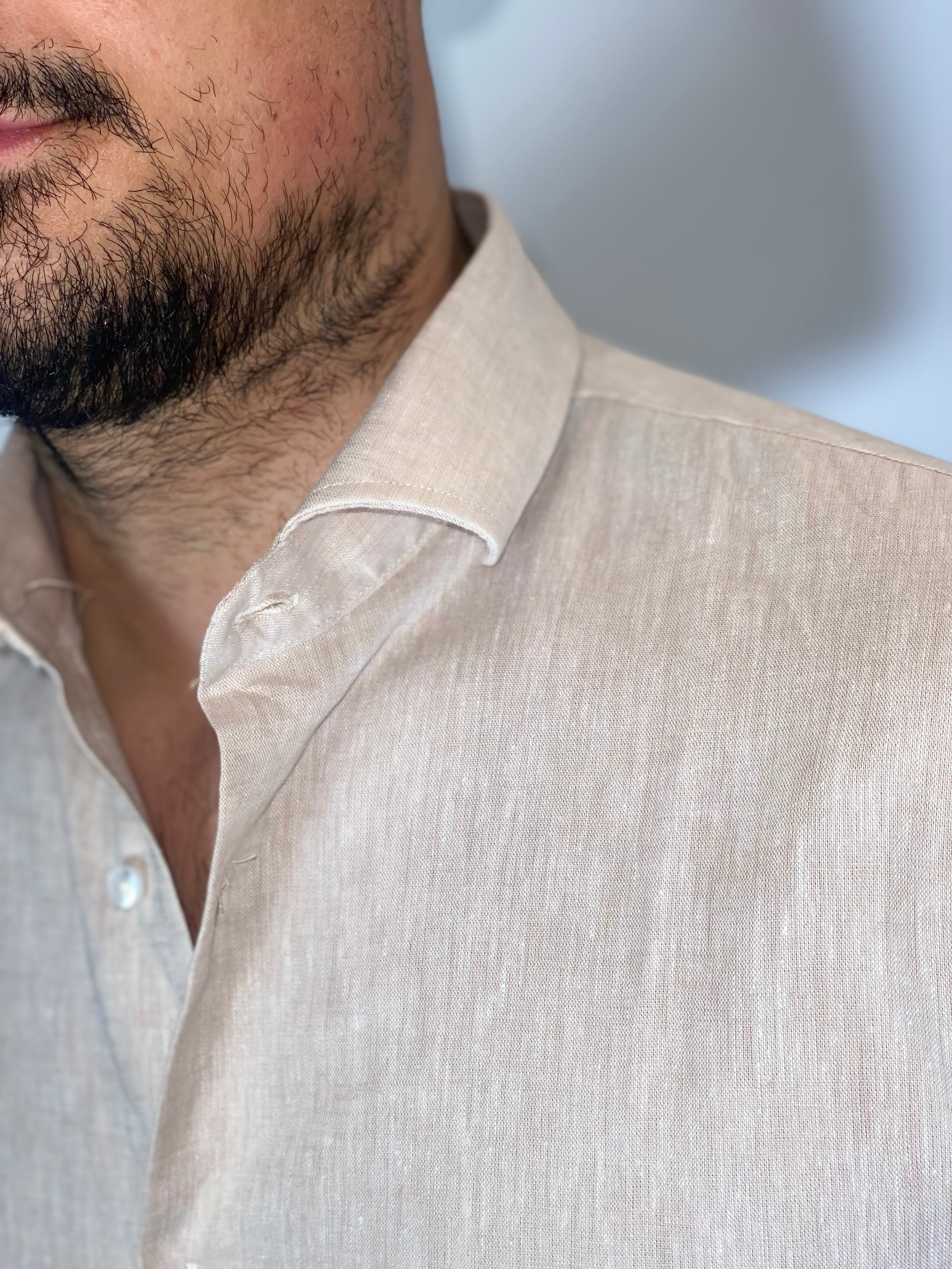 Camicia migliaccio Samuel lino BEIGE