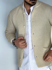 Seven · Cardigan coreano sabbia