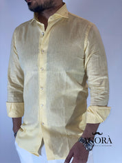 Camicia migliaccio Samuel lino GIALLA