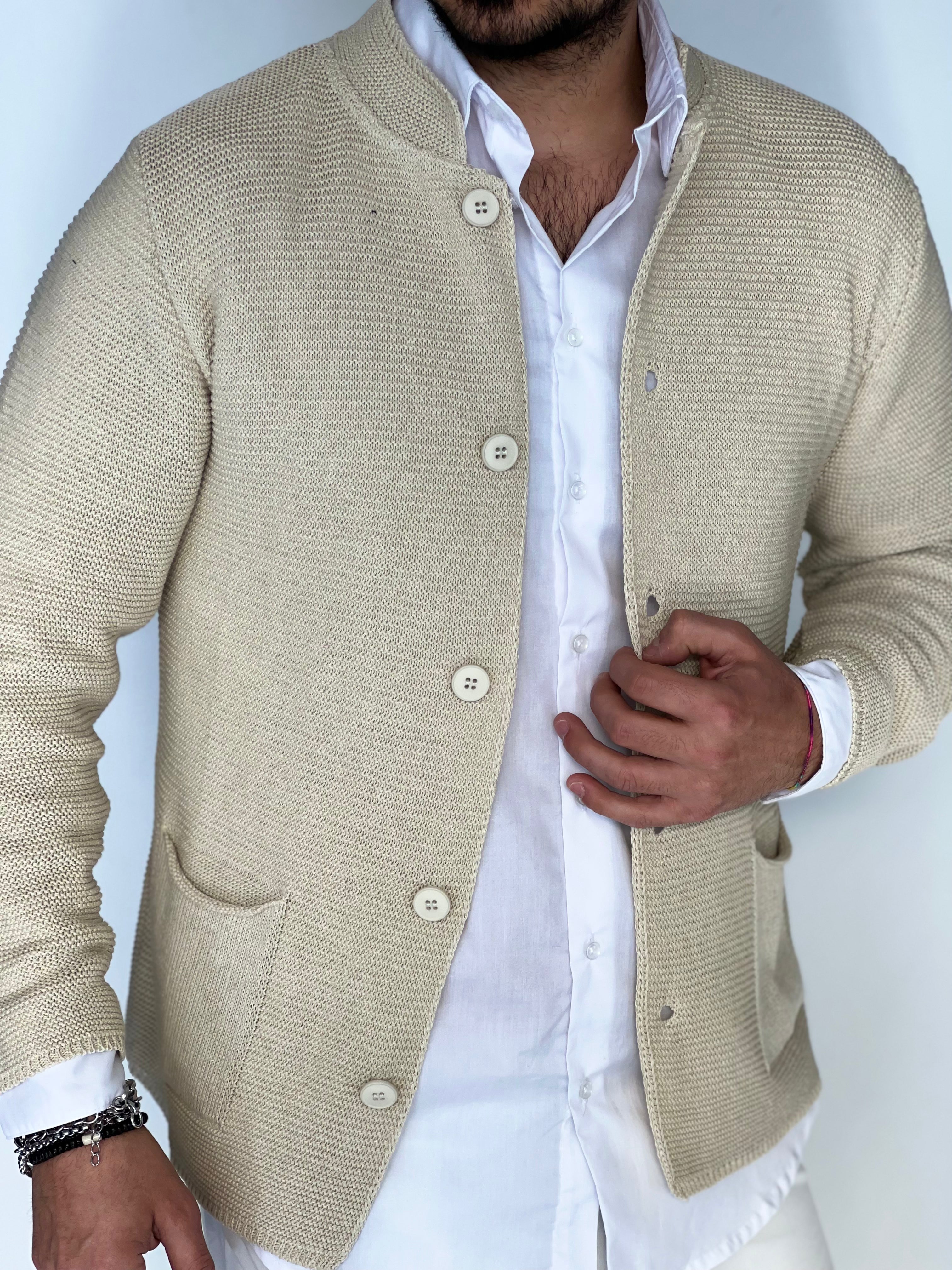 Seven · Cardigan coreano sabbia