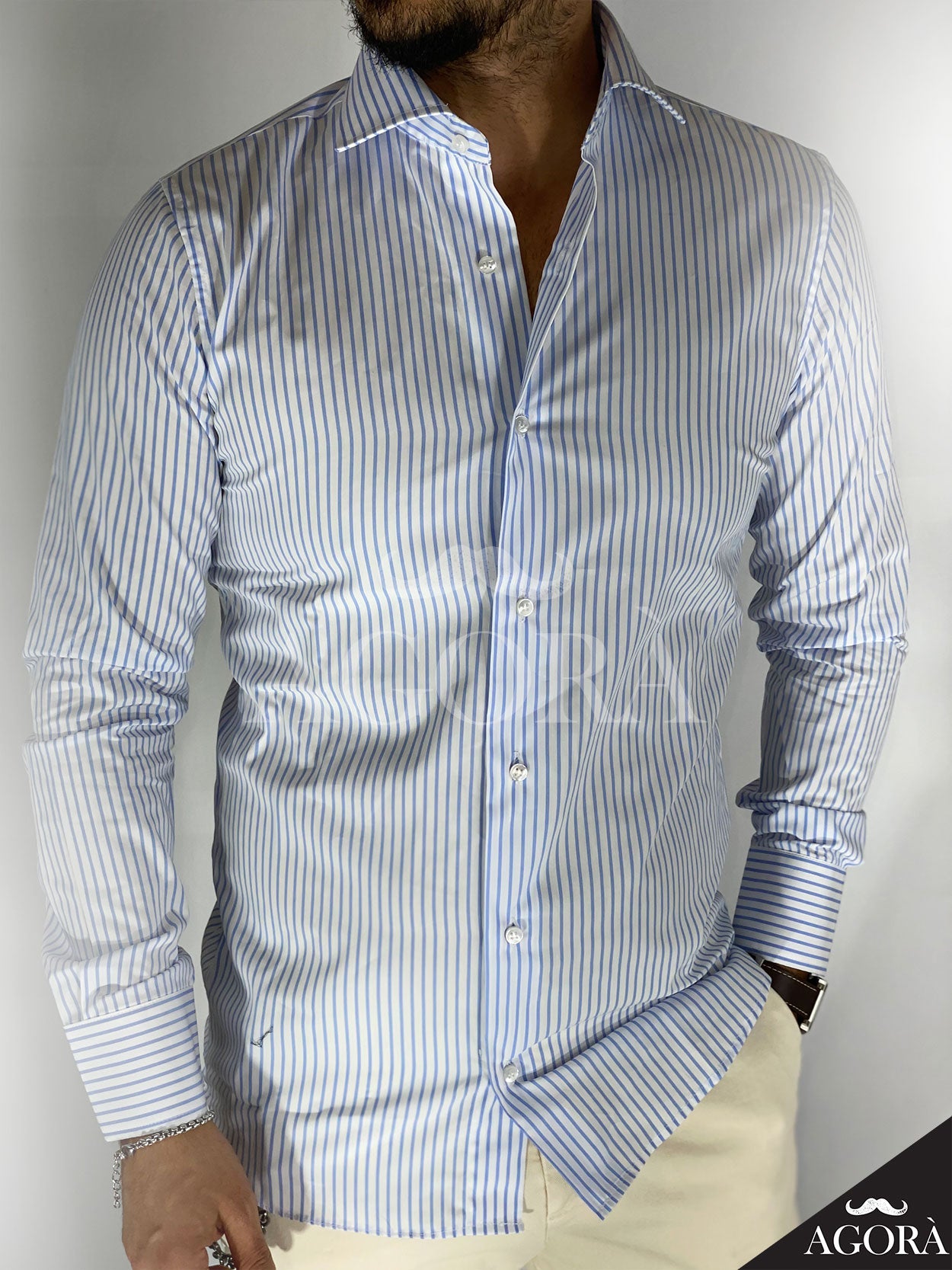 Pinstripe · Camicia cielo migliaccio