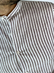 Camicia lino stretta coreana migliaccio MORO