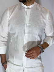 Camicia migliaccio coreana lino BIANCA