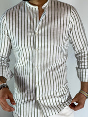 Camicia banda intermedia lino migliaccio VERDE