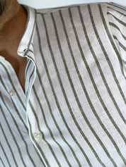 Camicia banda intermedia lino migliaccio VERDE