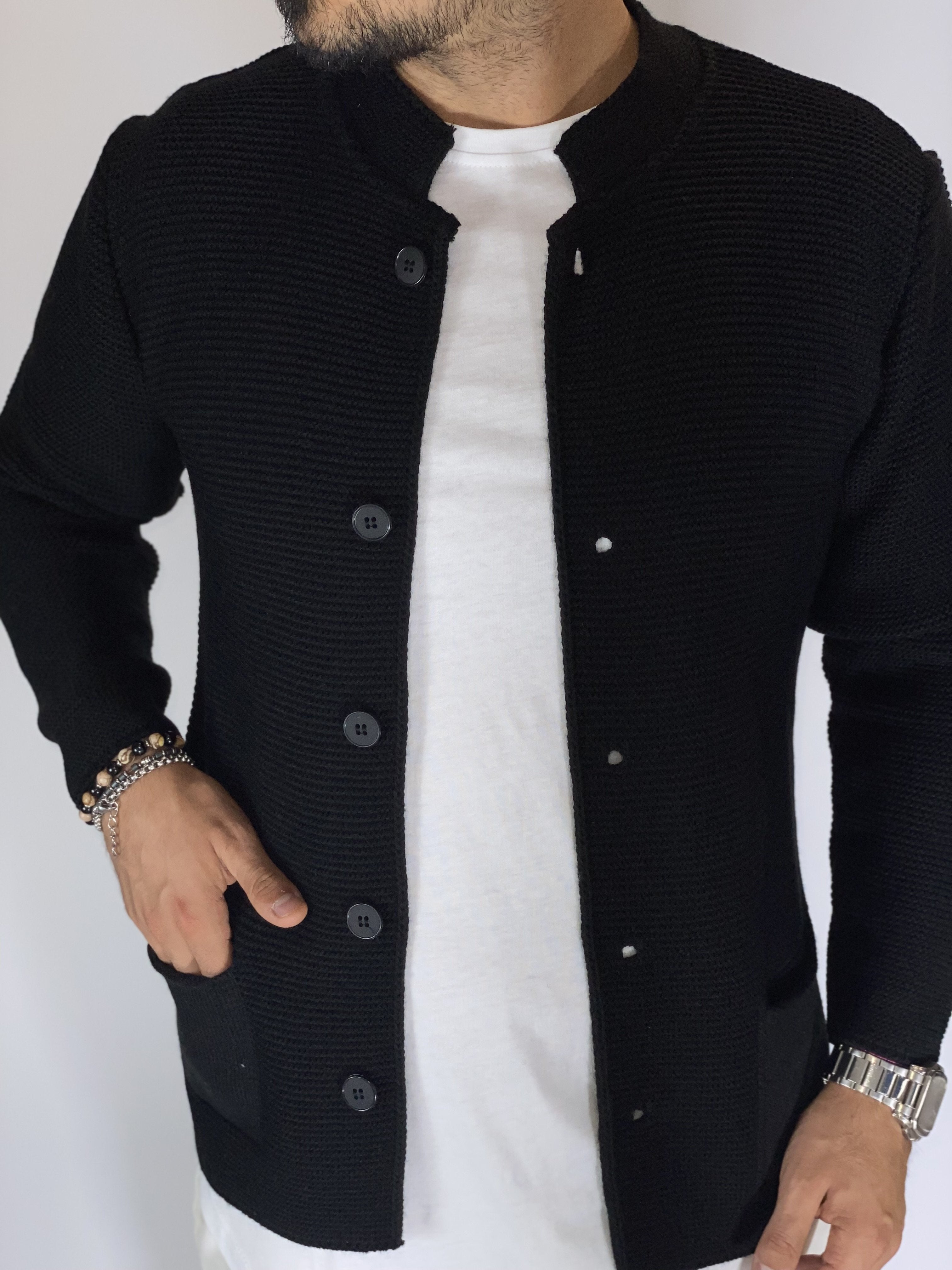 Seven · Cardigan coreano nero