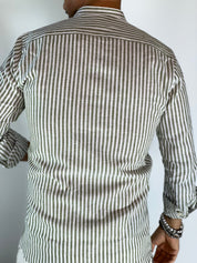 Camicia lino stretta coreana migliaccio VERDE