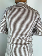 Camicia lino stretta coreana migliaccio MORO