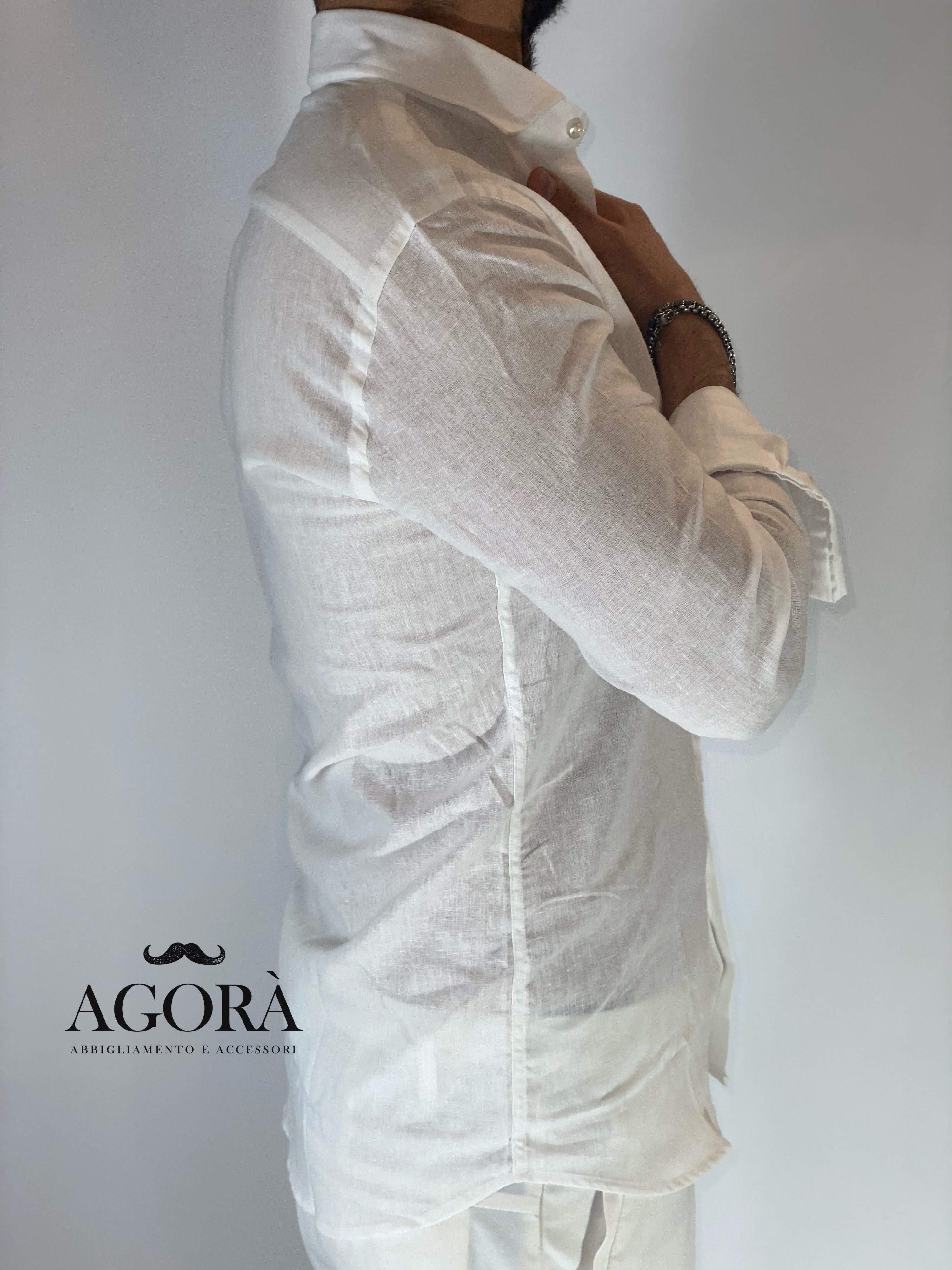 Camicia migliaccio Samuel lino BIANCA