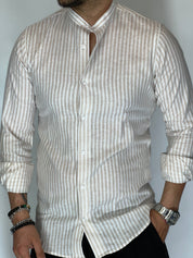 Camicia Lino stretta coreana migliaccio BEIGE