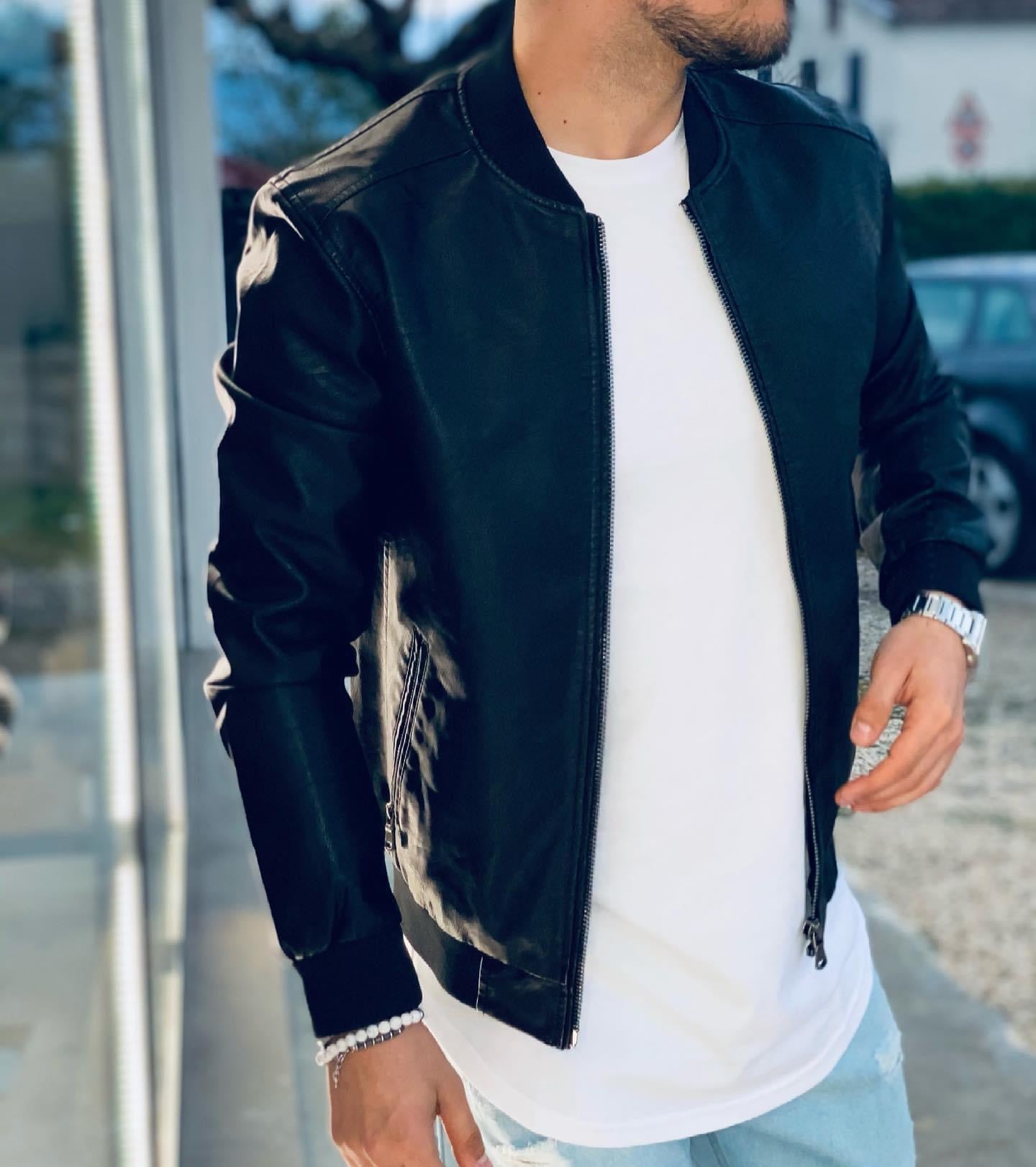 Giubbino eco-pelle nero 88120-9
