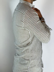 Camicia lino stretta coreana migliaccio VERDE