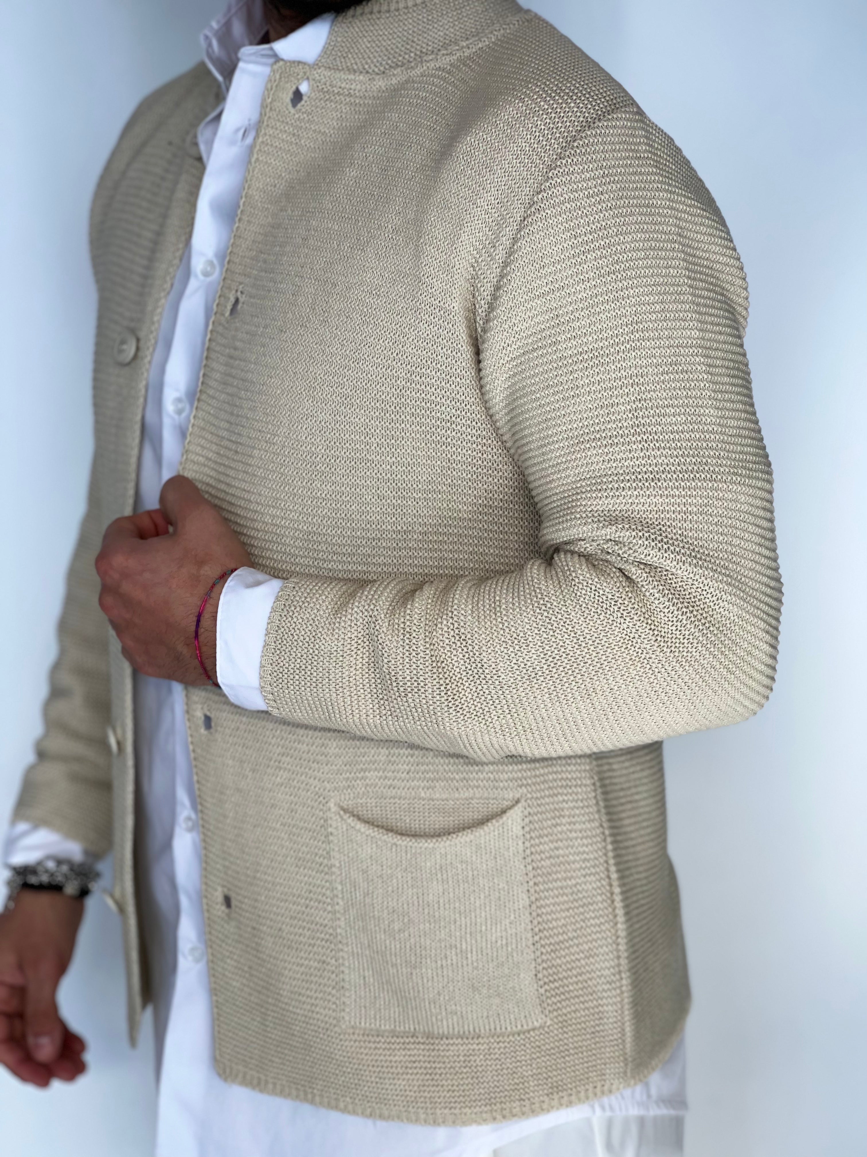 Seven · Cardigan coreano sabbia